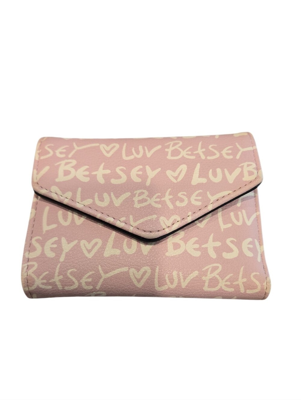 BETSEY JOHNSON LUV BETSEY TRI-FOLD WALLET WITH PINK GRAPHICS  NWOT.